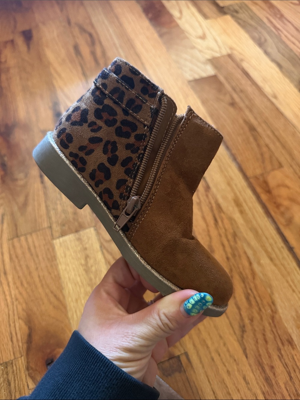 Tucker + Tate Tan Suede-Look Ankle Boots with Leopard Cuff - Picture 5 of 8